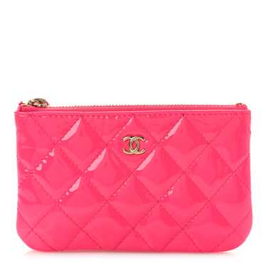 CHANEL Patent Quilted Small Cosmetic Case Pink - image 1
