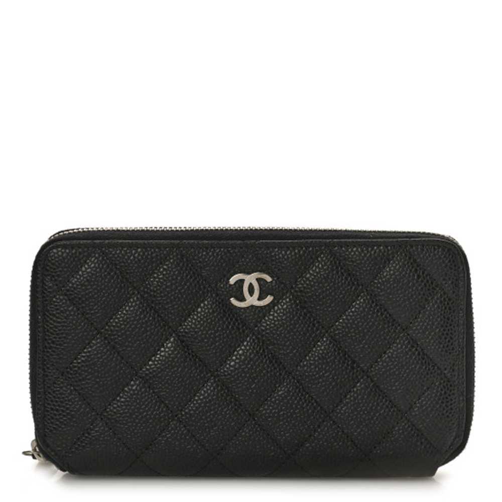 CHANEL Iridescent Caviar Quilted Long Zip Around … - image 1
