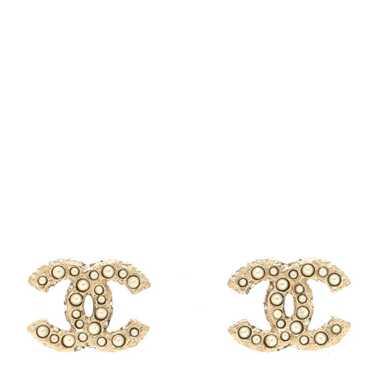 CHANEL Pearl Studded CC Earrings Gold