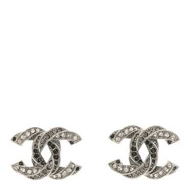 CHANEL Crystal CC Twisted Earrings Silver - image 1