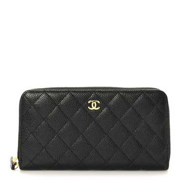 CHANEL Caviar Quilted Large Gusset Zip Around Wall