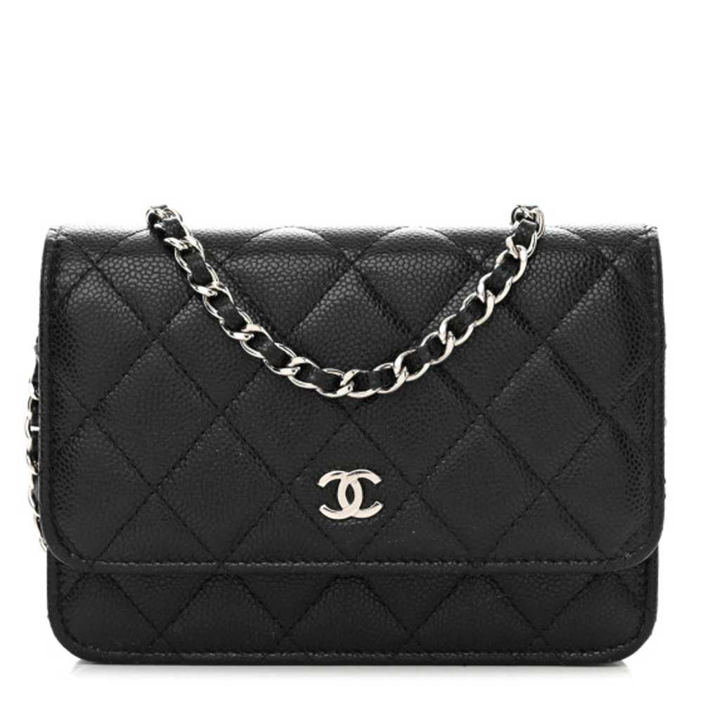 CHANEL Caviar Quilted Mini Wallet On Chain WOC Bl… - image 1
