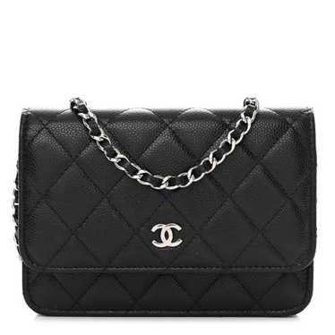 CHANEL Caviar Quilted Mini Wallet On Chain WOC Bl… - image 1