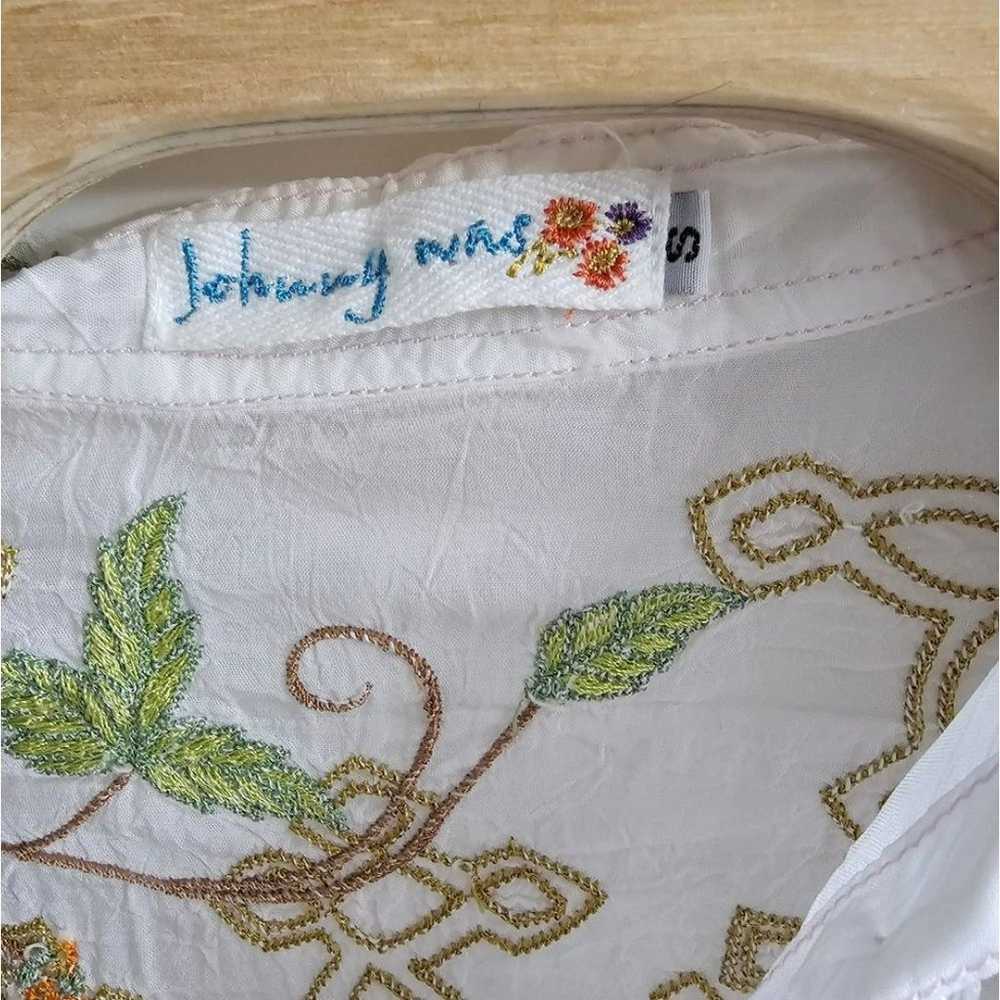 Johnny Was White Floral Embroidered Sheer Longsle… - image 3
