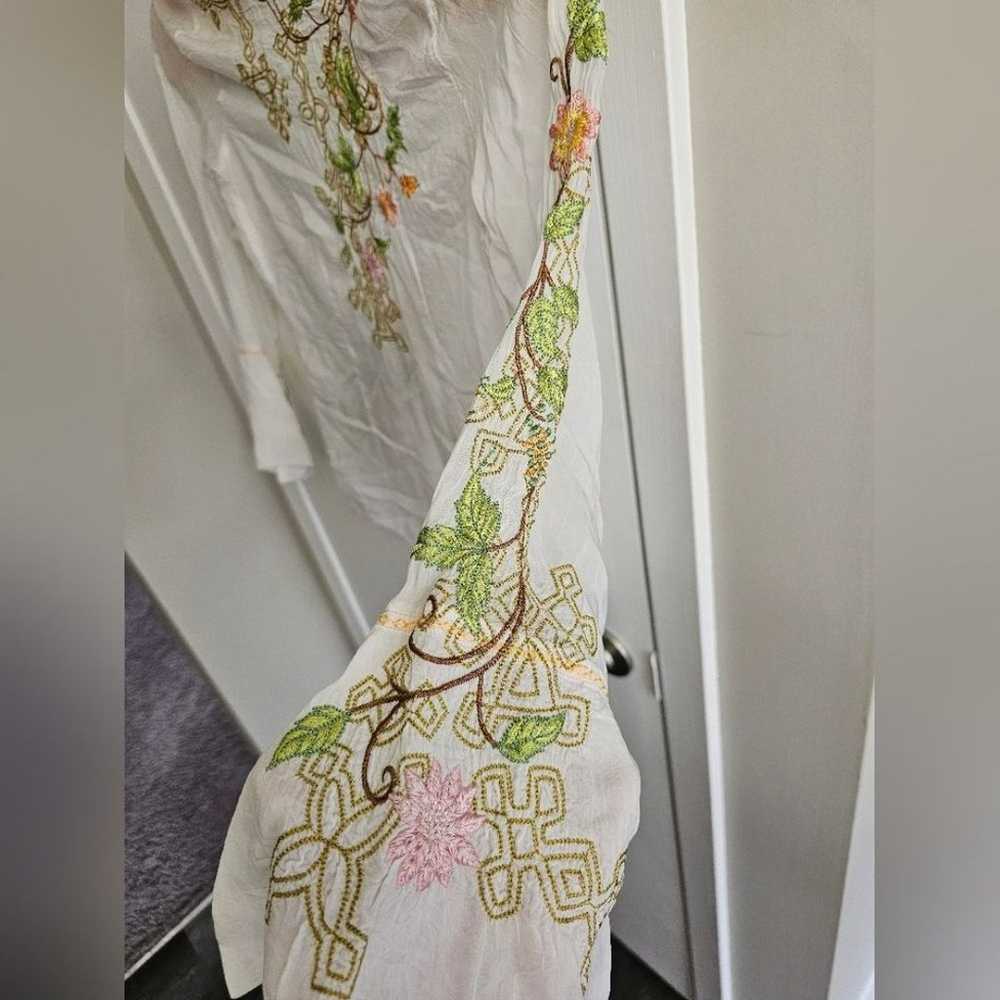 Johnny Was White Floral Embroidered Sheer Longsle… - image 7
