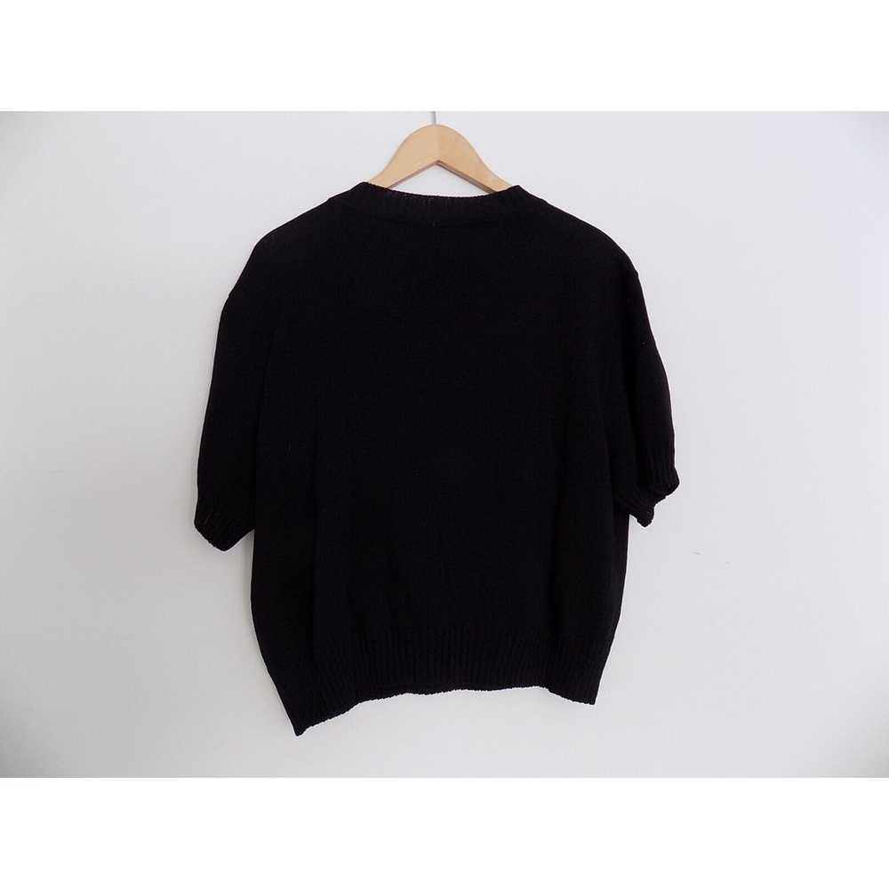 St John Basics black knit top size Large short sl… - image 4