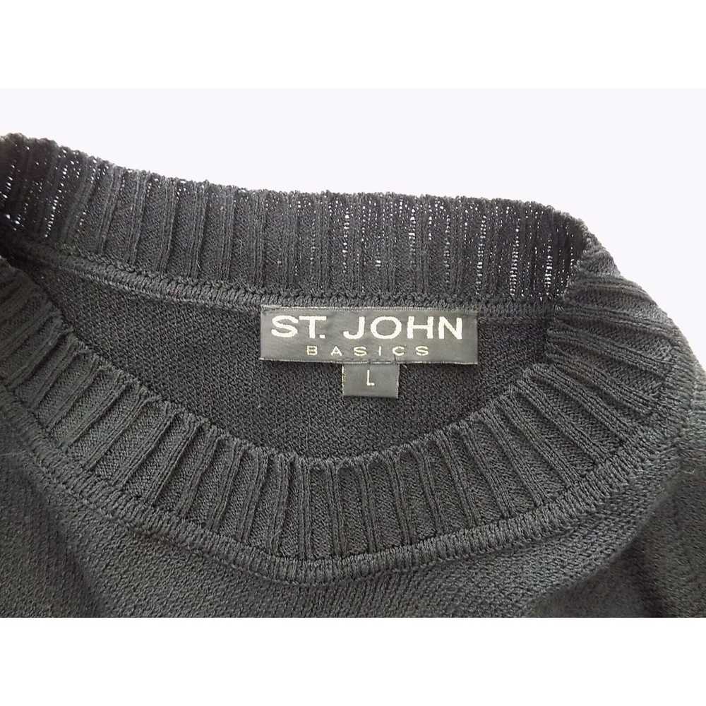 St John Basics black knit top size Large short sl… - image 5