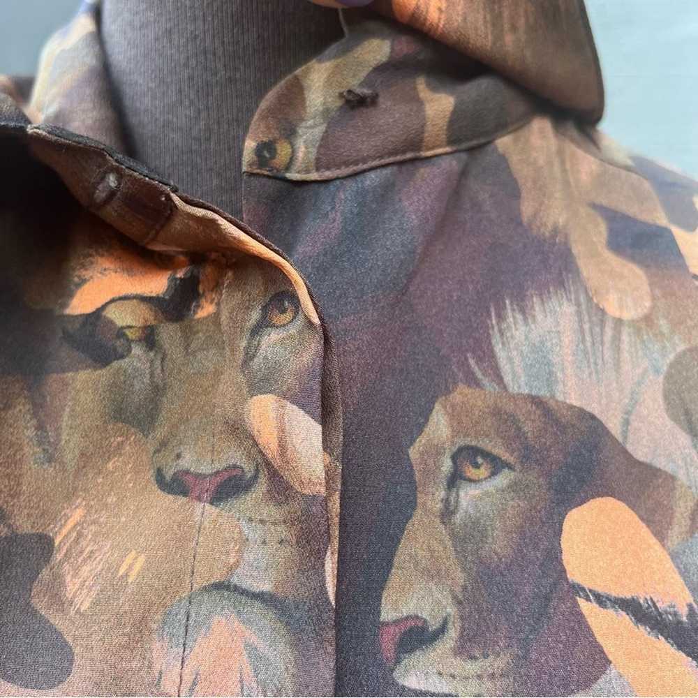 Versus Versace Printed Lion Camo Button Front Blo… - image 11