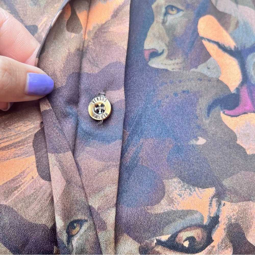Versus Versace Printed Lion Camo Button Front Blo… - image 6