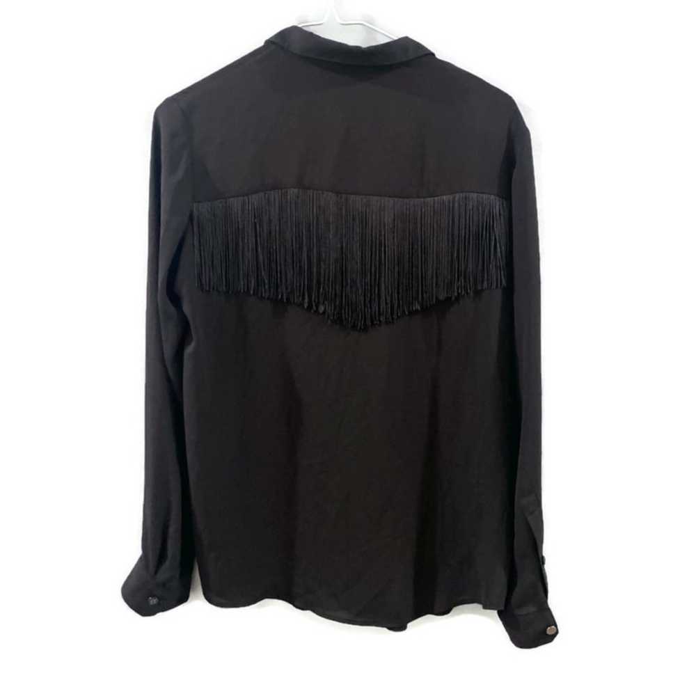The Kooples Fringe Crepe Shirt - Black M - image 2