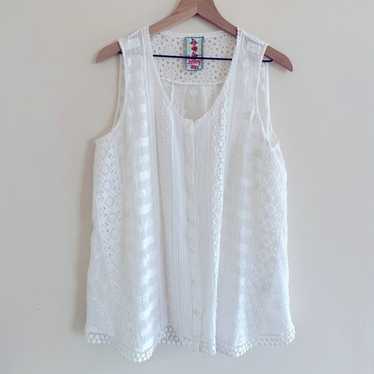 Johnny Was White Embroidery Tunic Size M - image 1
