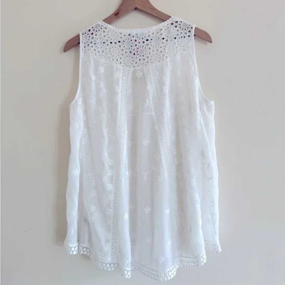 Johnny Was White Embroidery Tunic Size M - image 3