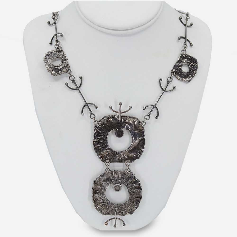Sterling Silver Modernist Necklace, Tiger’s Eye C… - image 2