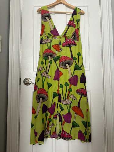 Farm Rio Lime mushrooms midi dress (L) | Used,… - image 1