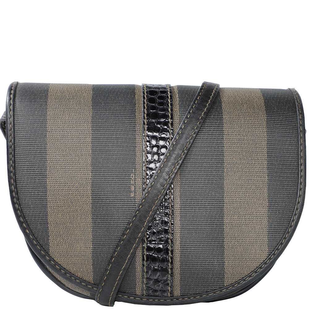 Vtg 80s Fendi Pequin Stripe Crossbody Bag - image 1