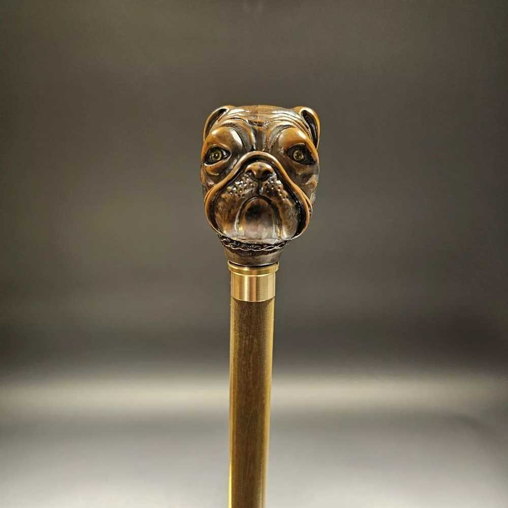 36" Bulldog Dog Head Walking Stick Cane - image 11
