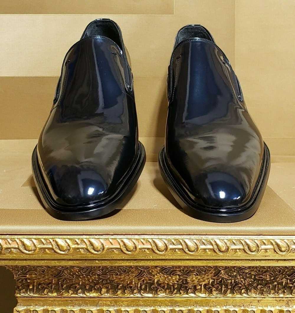 New VERSACE BLACK PATENT LEATHER LOAFER SHOES 44.… - image 10
