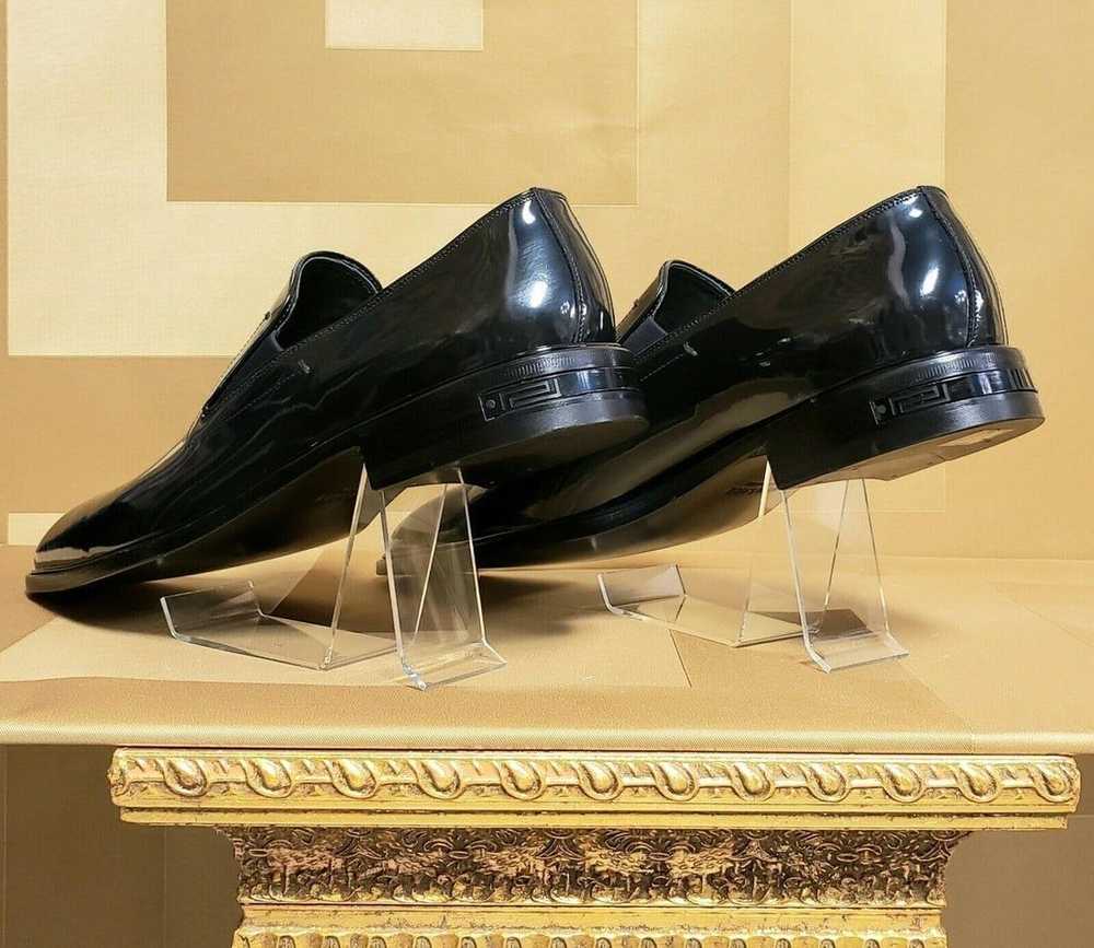 New VERSACE BLACK PATENT LEATHER LOAFER SHOES 44.… - image 11