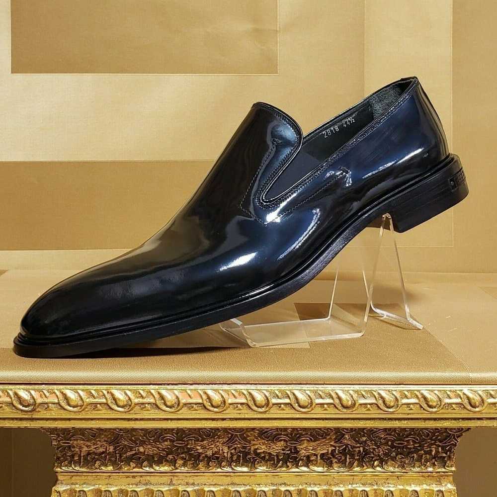 New VERSACE BLACK PATENT LEATHER LOAFER SHOES 44.… - image 8