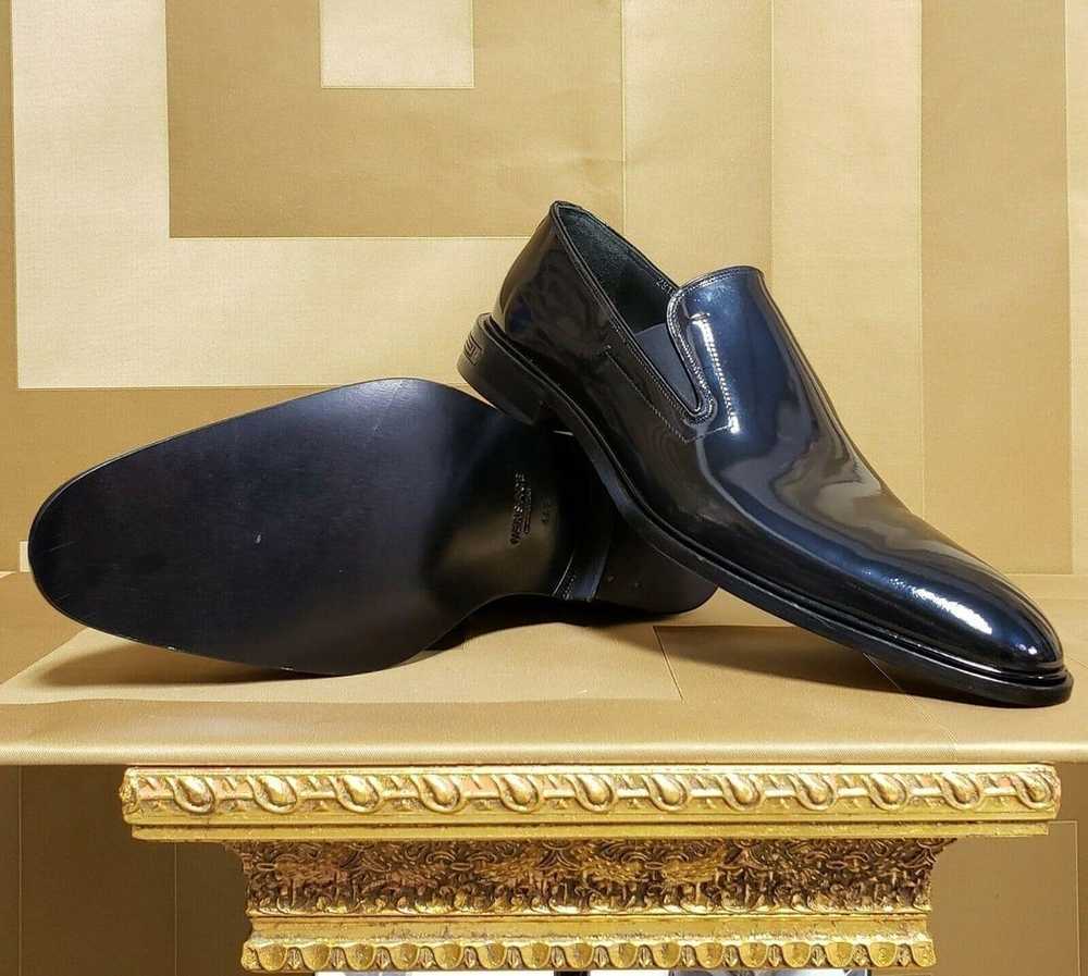 New VERSACE BLACK PATENT LEATHER LOAFER SHOES 44.… - image 9