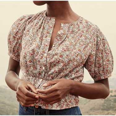 DOEN Netta Top in Liberty Red Chive Floral Print S