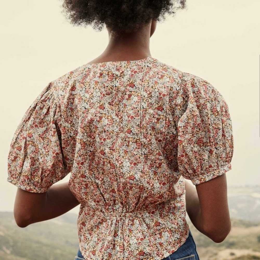 DOEN Netta Top in Liberty Red Chive Floral Print S - image 4