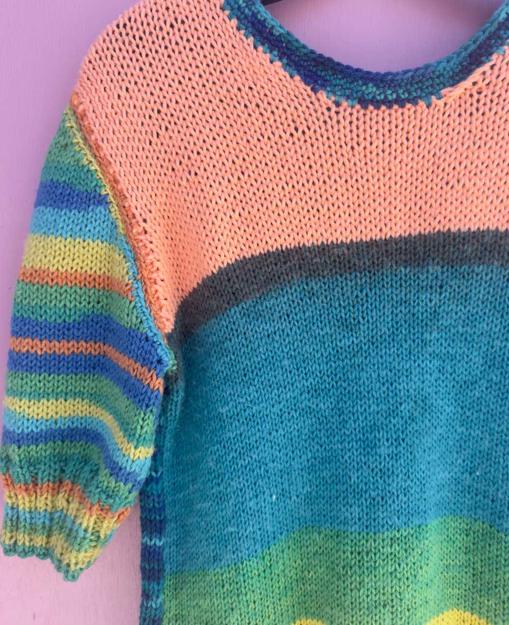 COLORFUL KNIT CROP SLEEVE SWEATER - image 2
