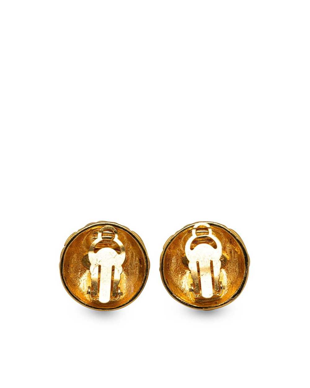 Chanel Gold Quilted Clip-On Chanel Earrings - image 2