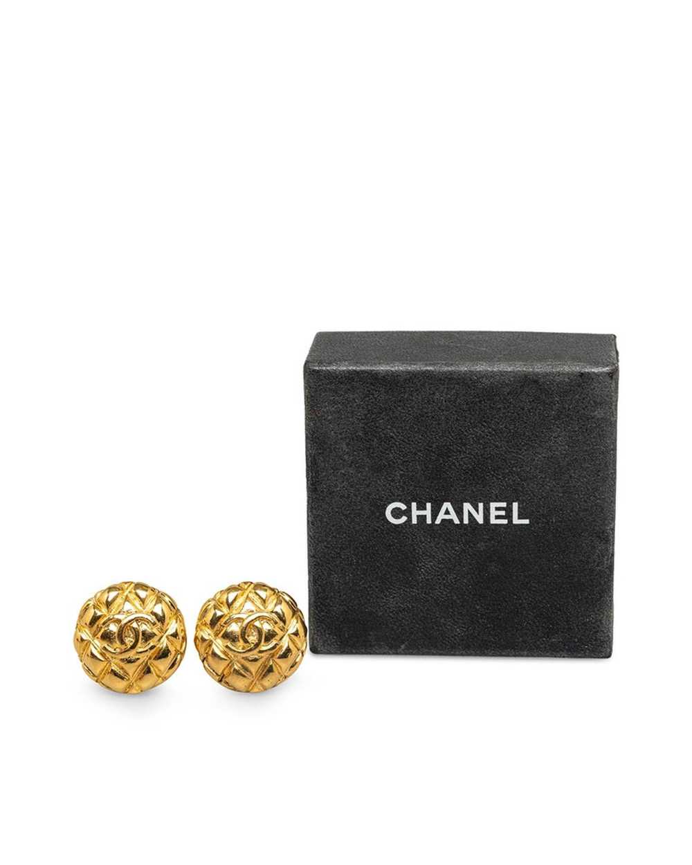 Chanel Gold Quilted Clip-On Chanel Earrings - image 4