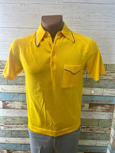 60’s Canary Yellow Trim Short Sleeve Knit By Doneg