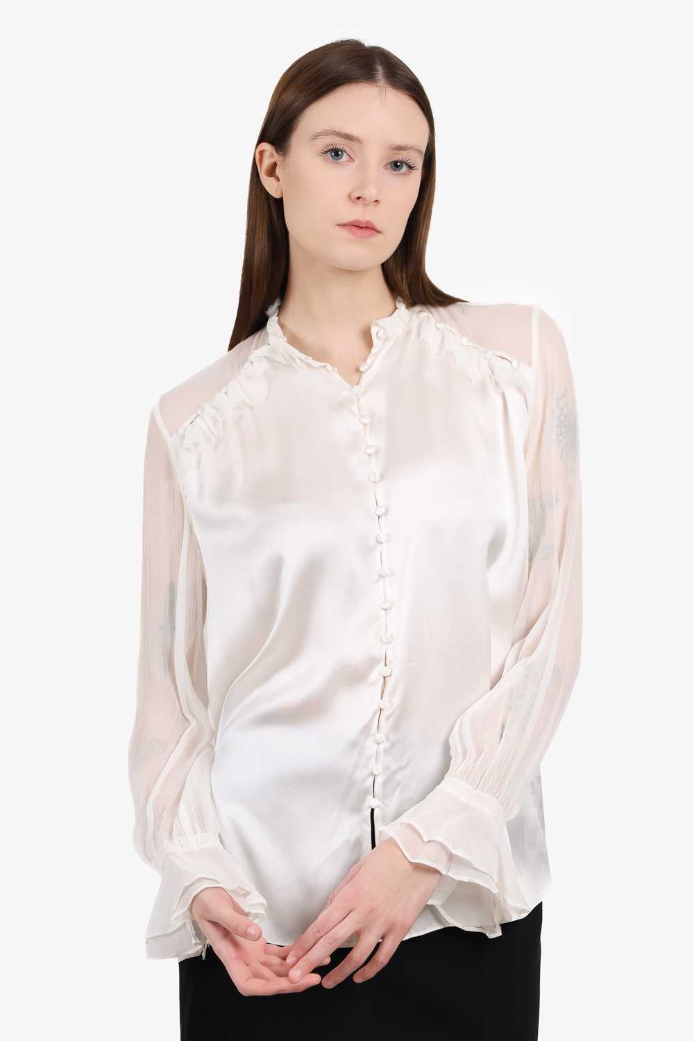 Jonathan Simkhai White Silk Sheer Blouse Size S - image 1