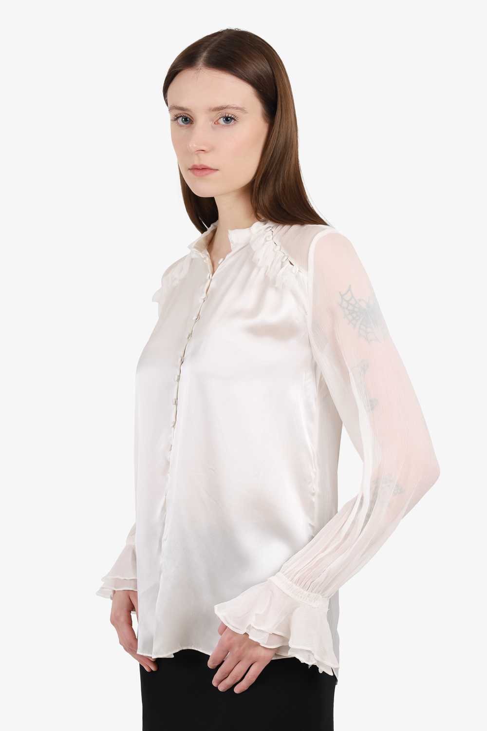 Jonathan Simkhai White Silk Sheer Blouse Size S - image 2