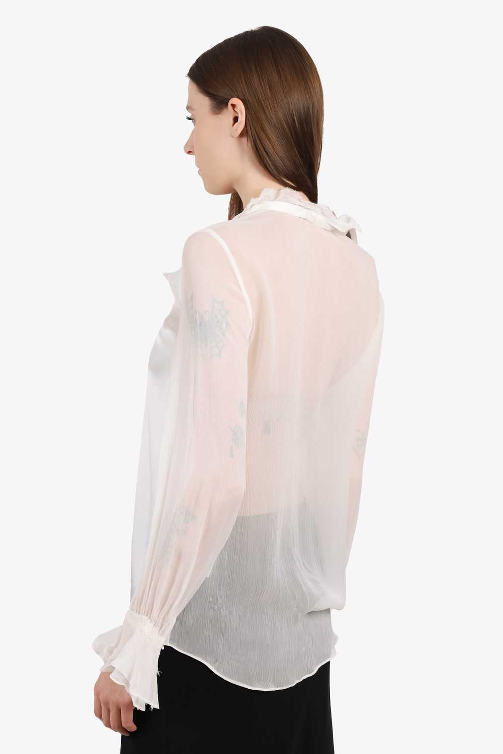 Jonathan Simkhai White Silk Sheer Blouse Size S - image 3