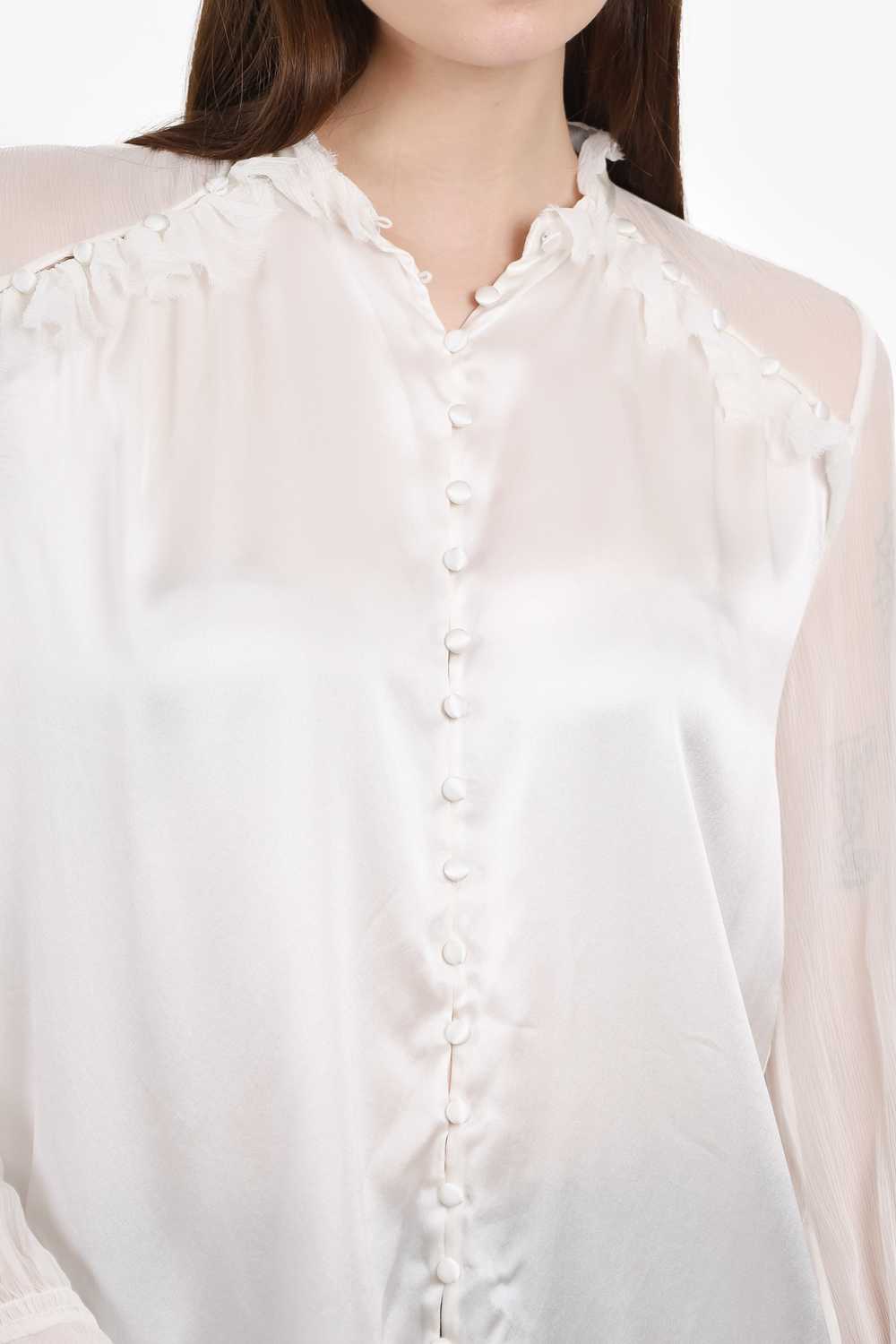 Jonathan Simkhai White Silk Sheer Blouse Size S - image 4