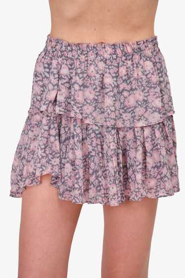 LoveShackFancy Pink Patterned Ruffle Skirt Size S