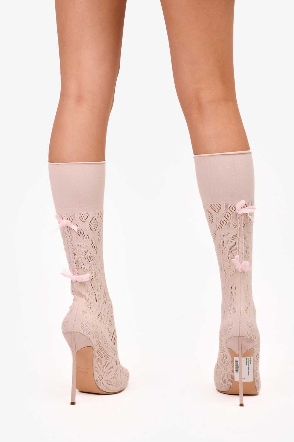 Casadei Pink Ribbon Detailed Sock Style Ankle Boo… - image 5