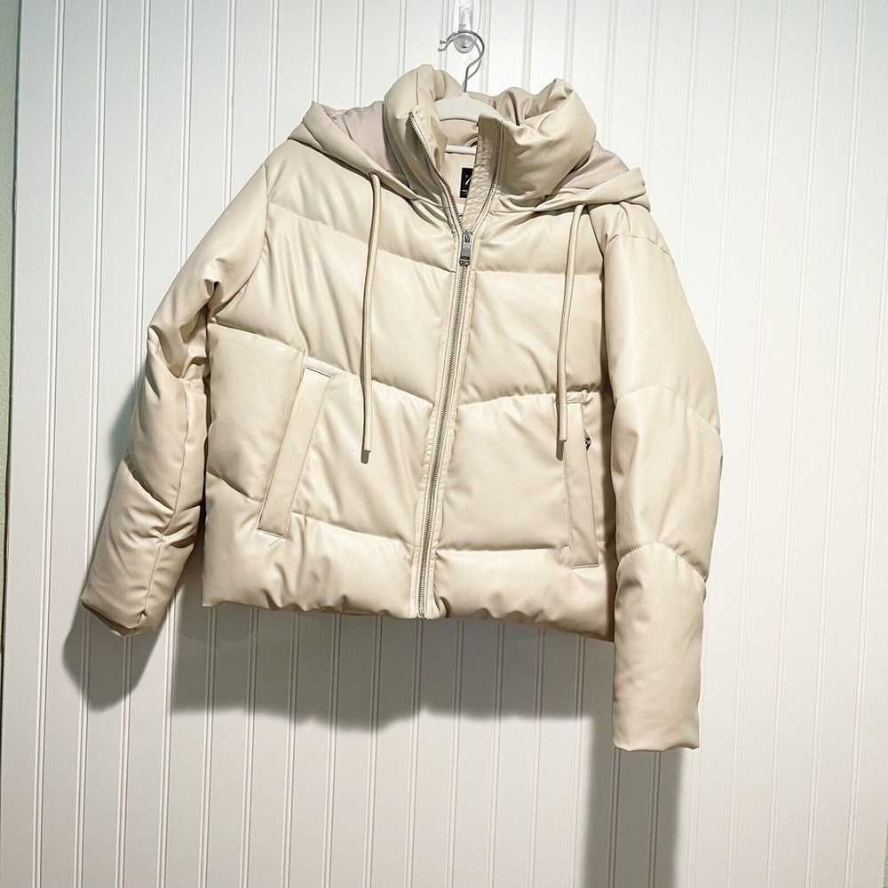 Zara Wind Protection Faux Leather Cropped Puffer … - image 2
