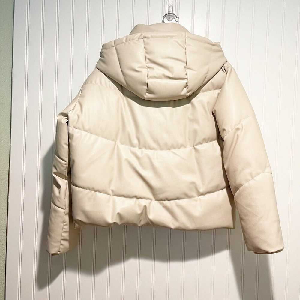 Zara Wind Protection Faux Leather Cropped Puffer … - image 7