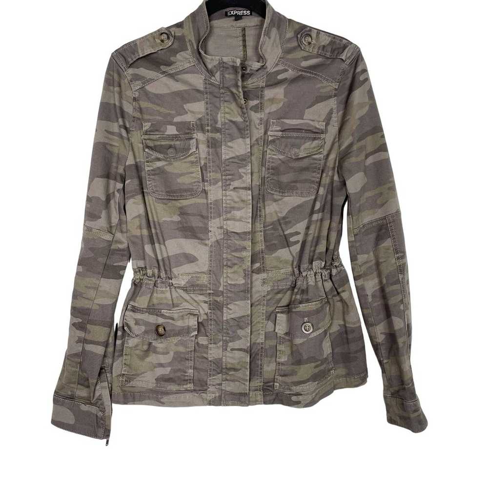 Express Womens Small S Camo Zip Front Jacket Gree… - image 1