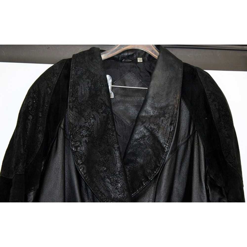 Vtg 80s Preston & York Leather Coat sz XL BLack E… - image 2
