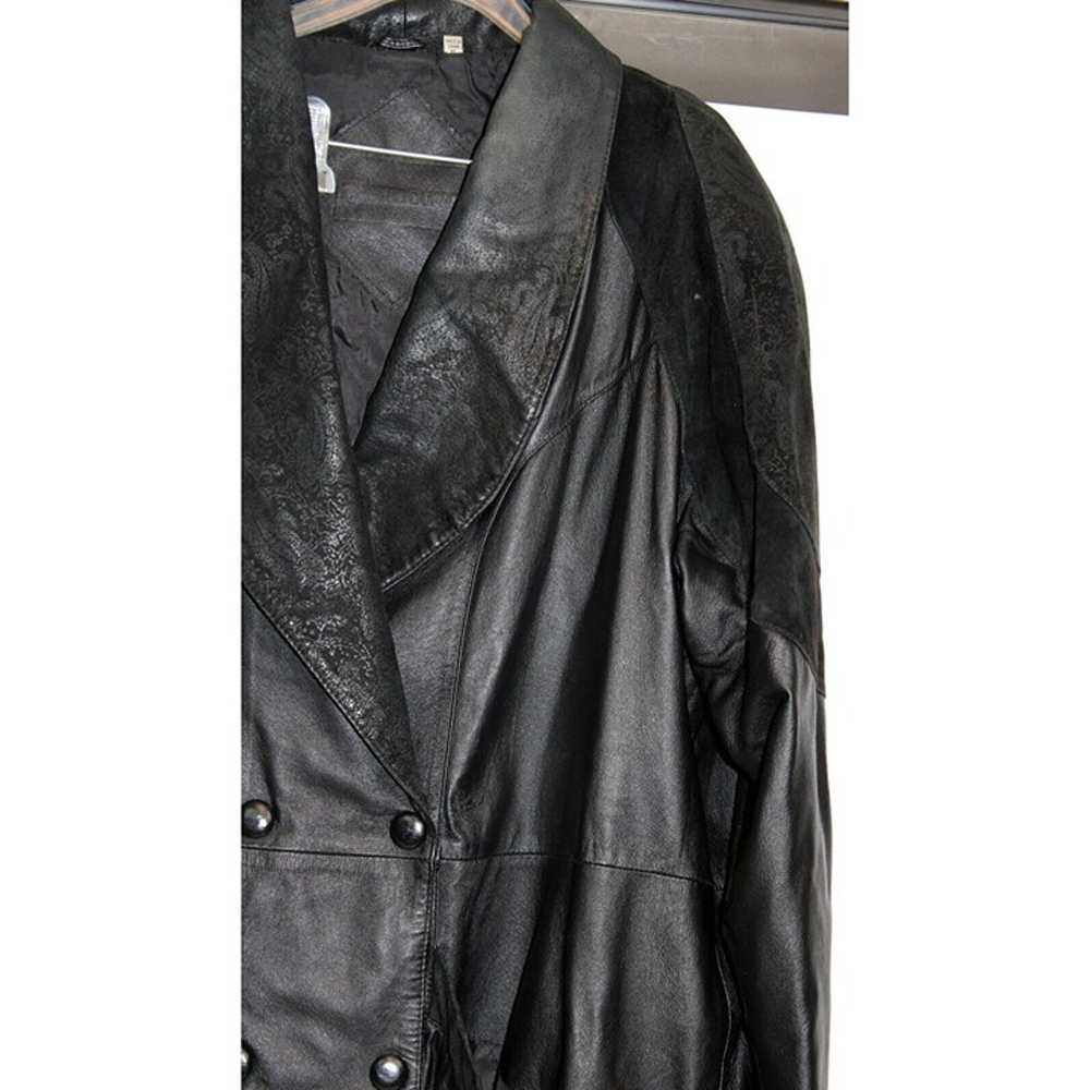 Vtg 80s Preston & York Leather Coat sz XL BLack E… - image 3