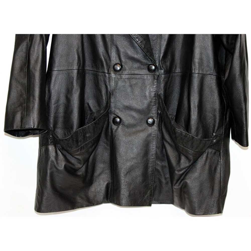 Vtg 80s Preston & York Leather Coat sz XL BLack E… - image 4