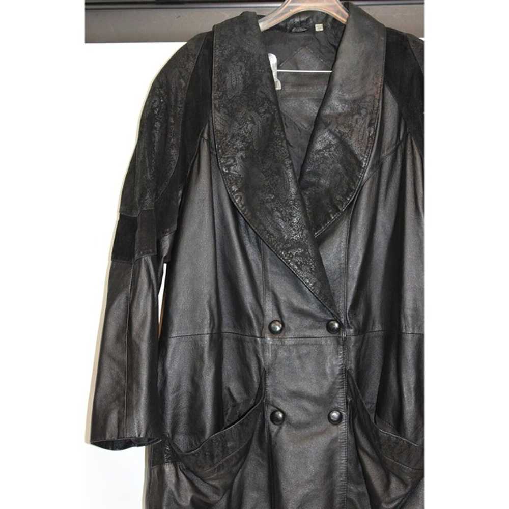Vtg 80s Preston & York Leather Coat sz XL BLack E… - image 5