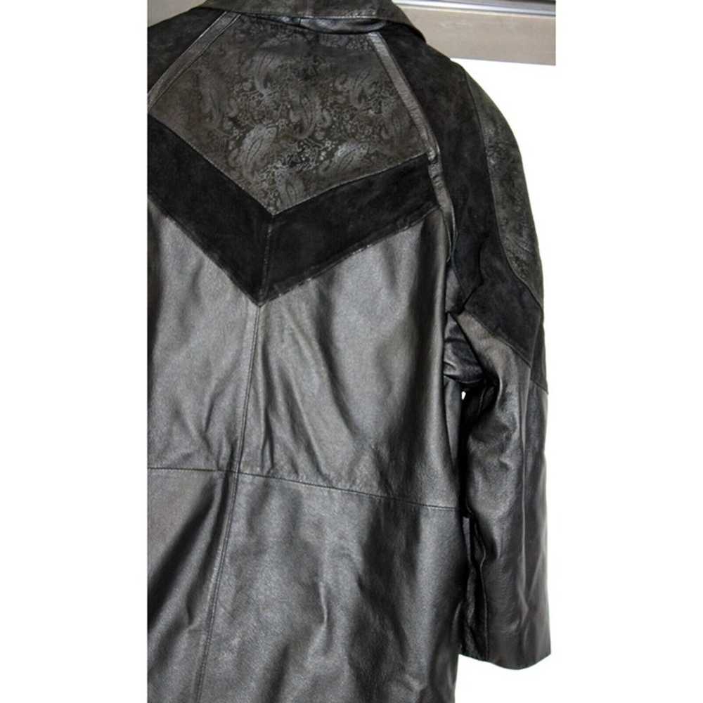 Vtg 80s Preston & York Leather Coat sz XL BLack E… - image 8
