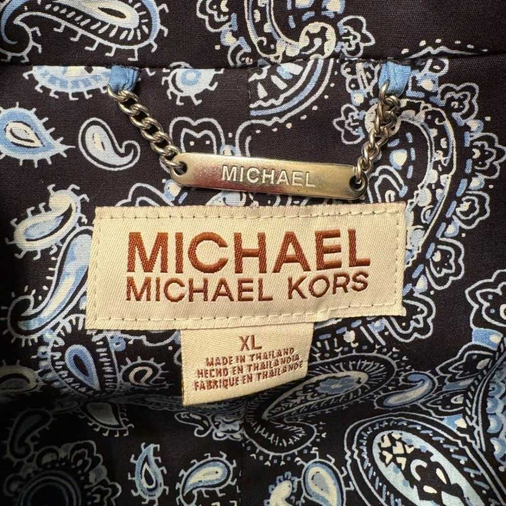 Michael Kors Sz XL Navy White Paisley Cotton Butt… - image 8
