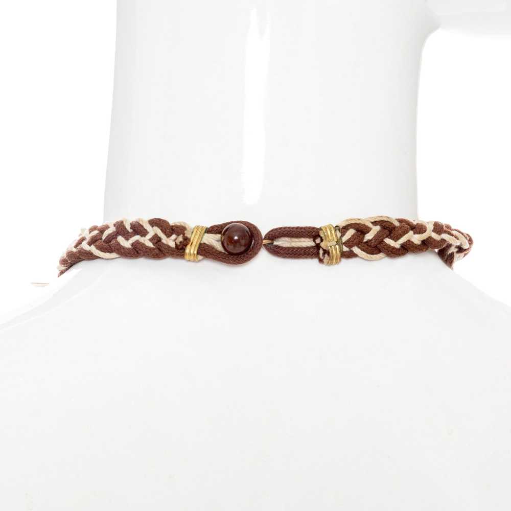 Vintage Brown and Cream Braided Shell Necklace - image 5
