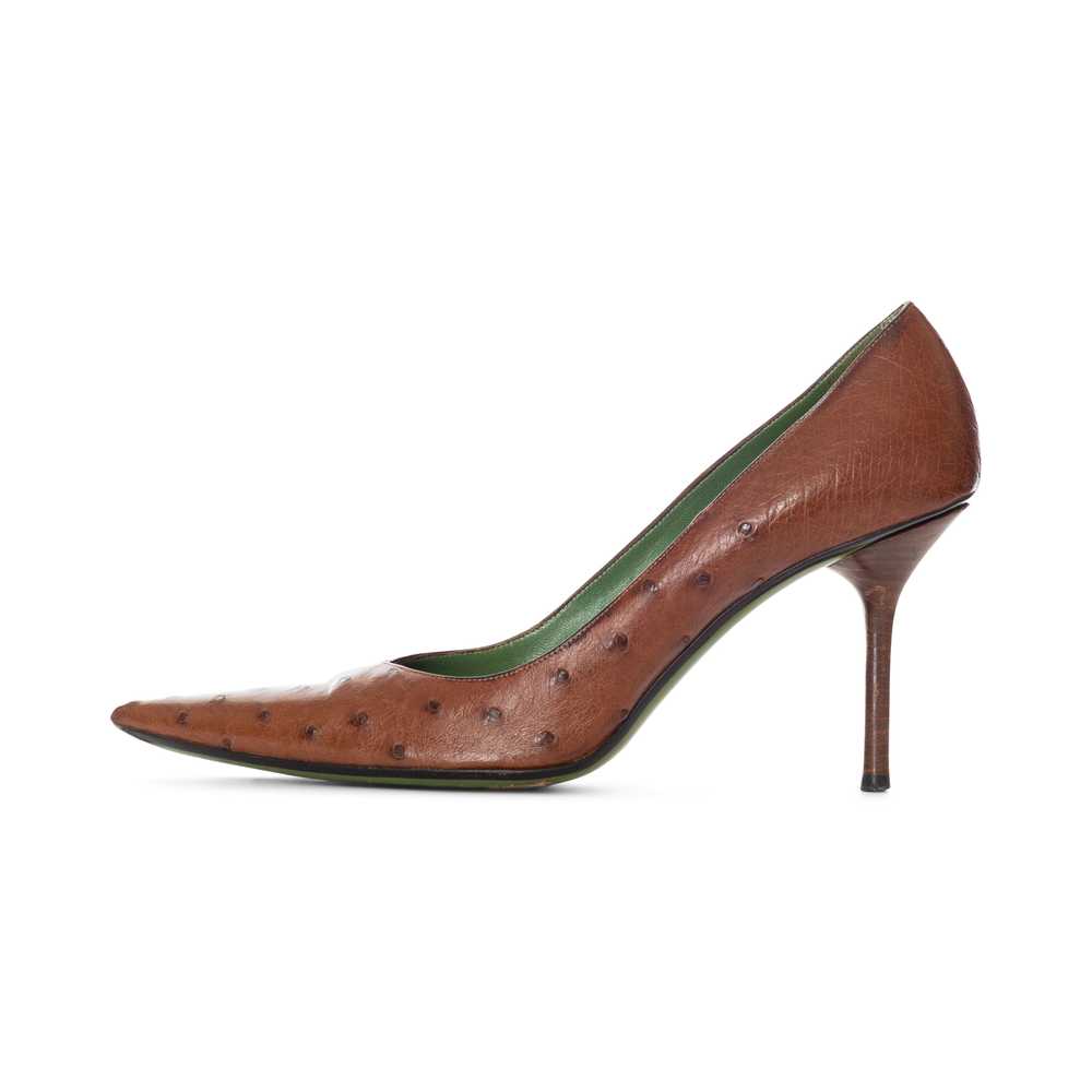 Vintage Brown Ostrich-Embossed Leather Pumps 9 - image 5