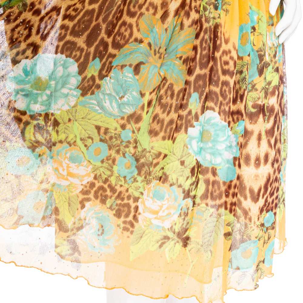 Vintage Orange Leopard and Floral Print Mesh Halt… - image 7