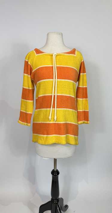 1970s Saks Fifth Avenue Striped Terry Cloth Pullov