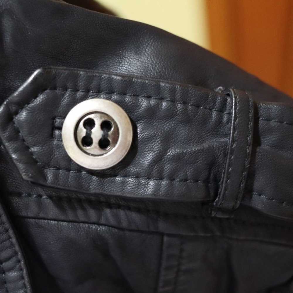Free People Black Pleather Moto Zip Jacket Small - image 5
